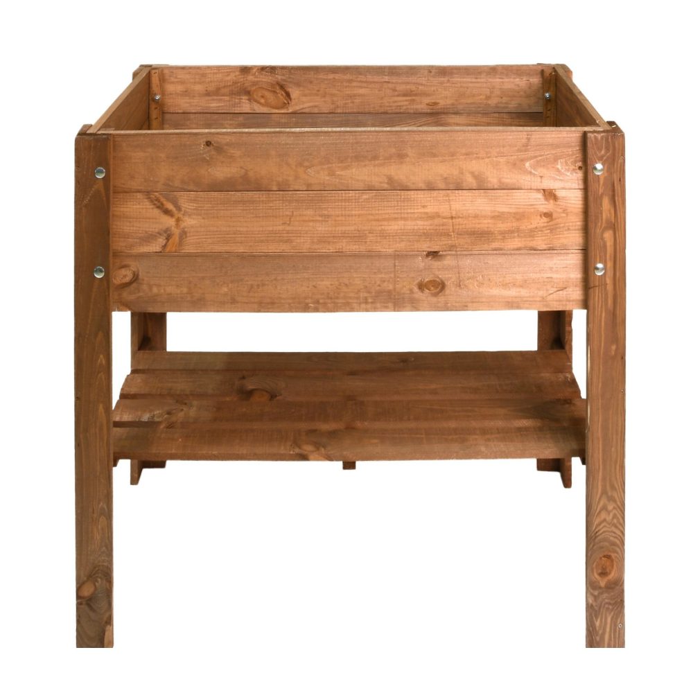 Hochbeet mit Ablage, dunkelbraun, 80,5 x 78,5 x 40 cm